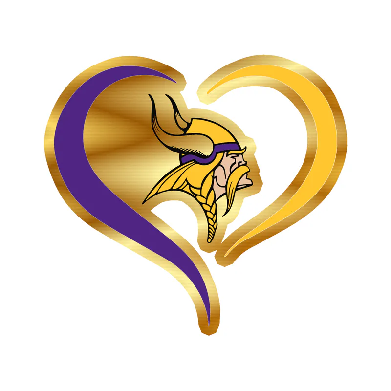 Minnesota Vikings - Heart - Gold Chrome Vinyl Sticker - Custom Size