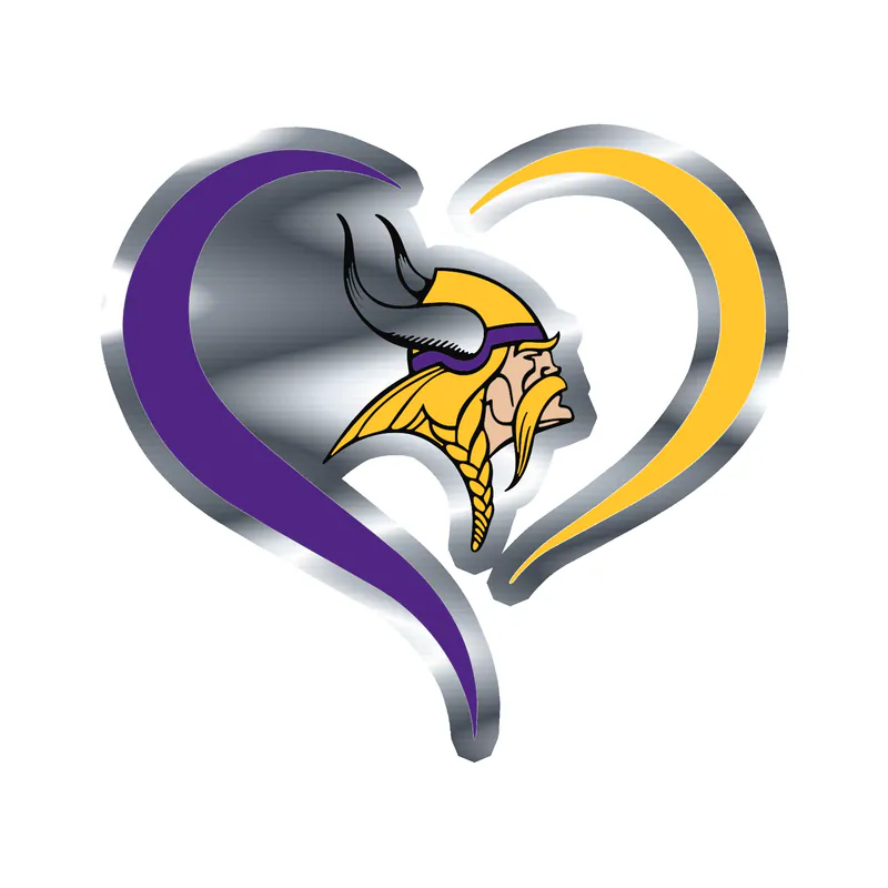 Minnesota Vikings - Heart - Silver Chrome Vinyl Sticker - Custom Size