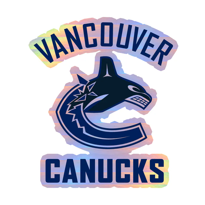 Vancouver Canucks - C With Name - Holographic Vinyl Sticker - Custom Size