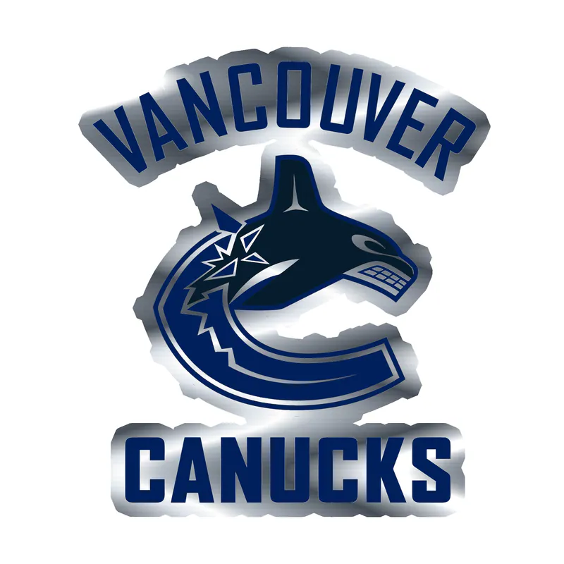 Vancouver Canucks - C With Name - Silver Chrome Vinyl Sticker - Custom Size