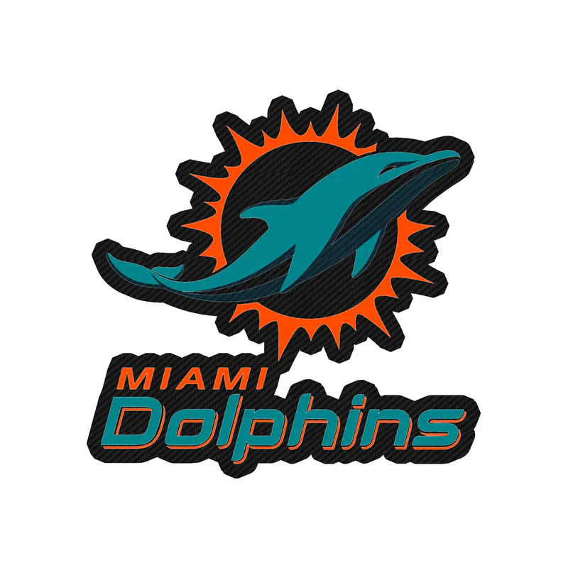Miami Dolphins - Circle - Image 2 - Carbon Fiber Vinyl Sticker - Custom Size