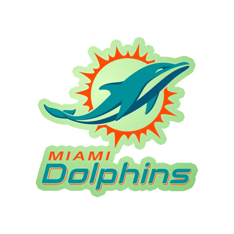 Miami Dolphins - Circle - Image 2 - Glow in the Dark Vinyl Sticker - Custom Size