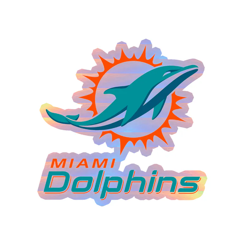 Miami Dolphins - Circle - Image 2 - Holographic Vinyl Sticker - Custom Size