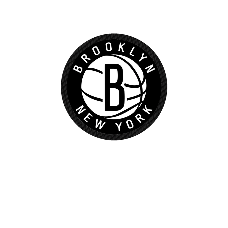 Brooklyn Nets - Black Circle With Name - Carbon Fiber Vinyl Sticker - Custom Size