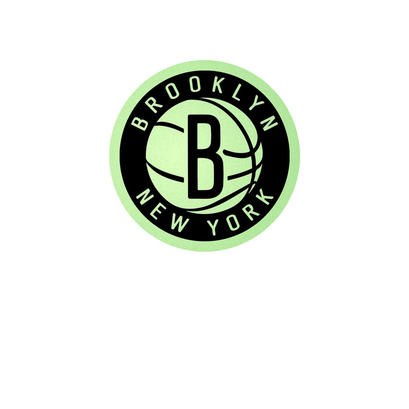 Brooklyn Nets - Black Circle With Name - Glow in the Dark Vinyl Sticker - Custom Size