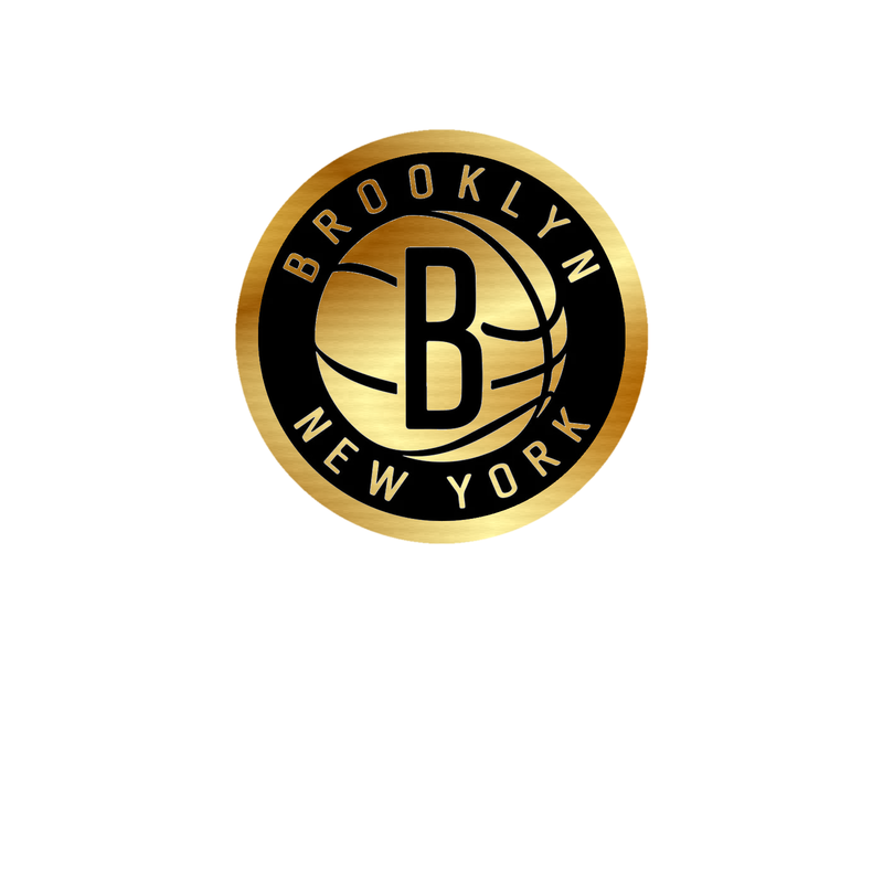 Brooklyn Nets - Black Circle With Name - Gold Chrome Vinyl Sticker - Custom Size