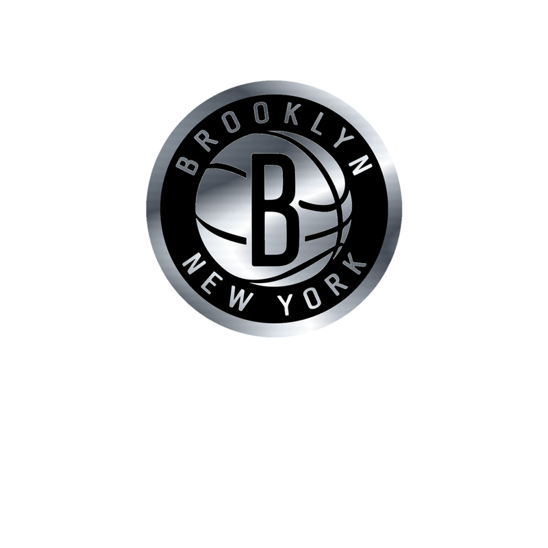 Brooklyn Nets - Black Circle With Name - Silver Chrome Vinyl Sticker - Custom Size