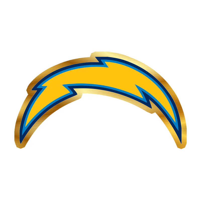 Los Angeles Chargers Gold Chrome Vinyl Sticker - Old Logo - Custom Size