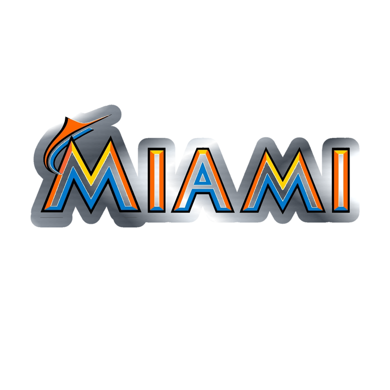 Miami Marlins - White Miami - Silver Chrome Vinyl Sticker - Custom Size