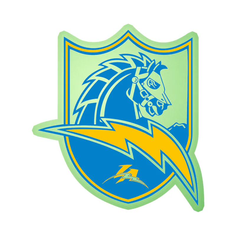 Los Angeles Chargers - Light Horse Shield - Glow in the Dark Vinyl Sticker - Custom Size