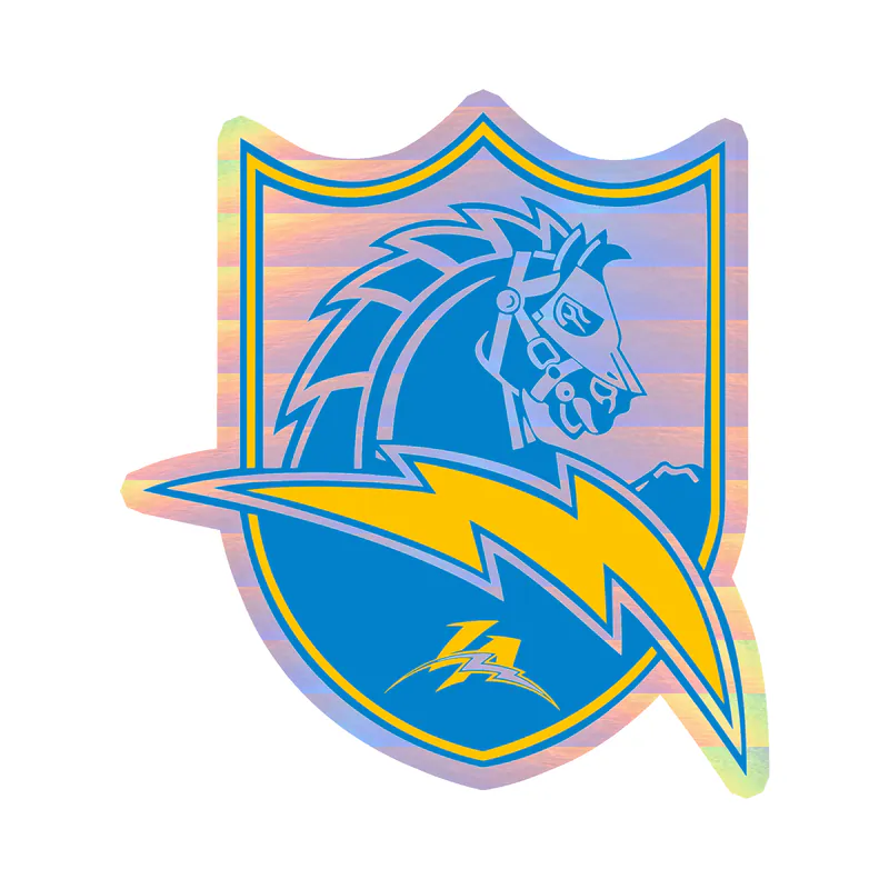 Los Angeles Chargers - Light Horse Shield - Holographic Vinyl Sticker - Custom Size