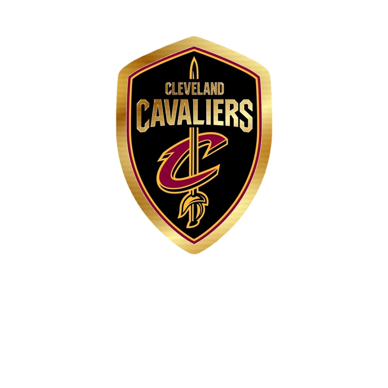 Cleveland Cavaliers - Shield With Name - Gold Chrome Vinyl Sticker - Custom Size