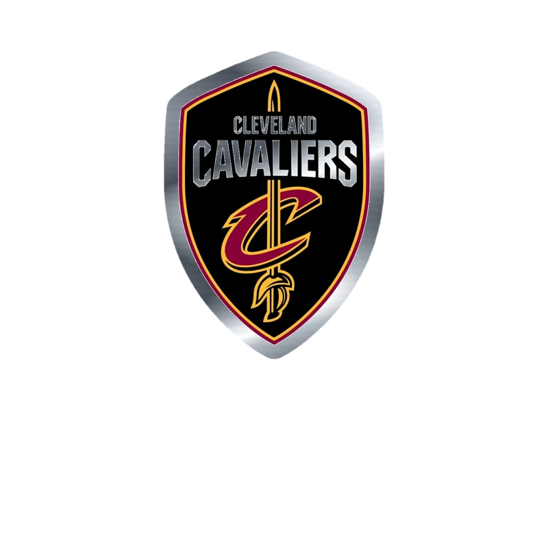 Cleveland Cavaliers - Shield With Name - Silver Chrome Vinyl Sticker - Custom Size