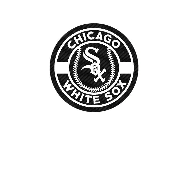 Chicago White Sox - White And Black Circle - Carbon Fiber Vinyl Sticker - Custom Size