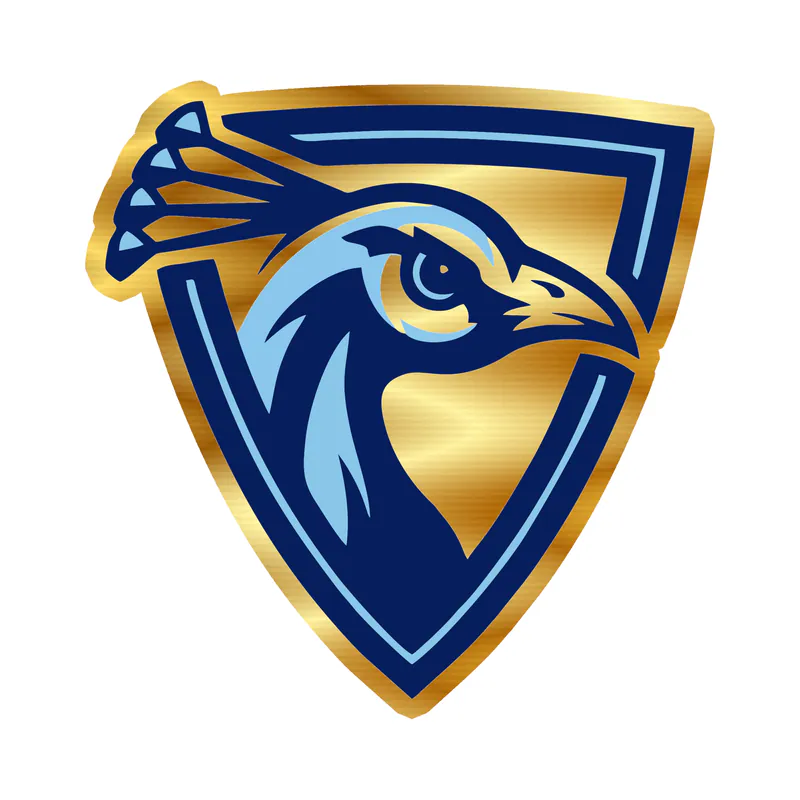 Upper Iowa Peacocks - Image 1 - Gold Chrome Vinyl Decal - Custom Size