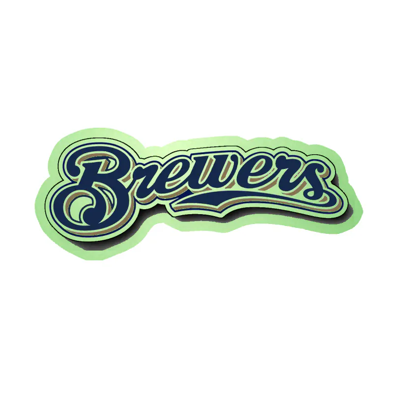 Milwaukee Brewers - Cursive Brewers - Glow in the Dark Vinyl Sticker - Custom Size
