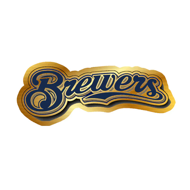 Milwaukee Brewers - Cursive Brewers - Gold Chrome Vinyl Sticker - Custom Size
