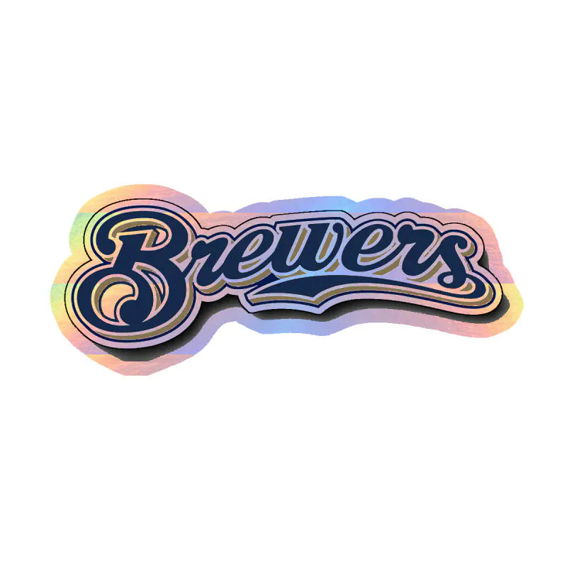 Milwaukee Brewers - Cursive Brewers - Holographic Vinyl Sticker - Custom Size