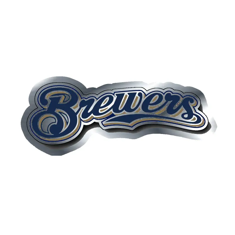 Milwaukee Brewers - Cursive Brewers - Silver Chrome Vinyl Sticker - Custom Size