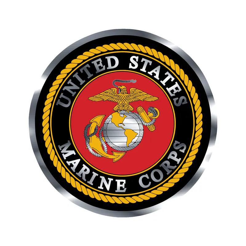 Marine Corp Seal Silver Chrome Vinyl Decal