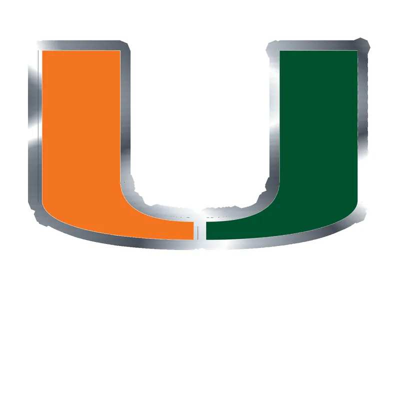 Miami Hurricanes - Image 1 - Silver Chrome Vinyl Decal - Custom Size