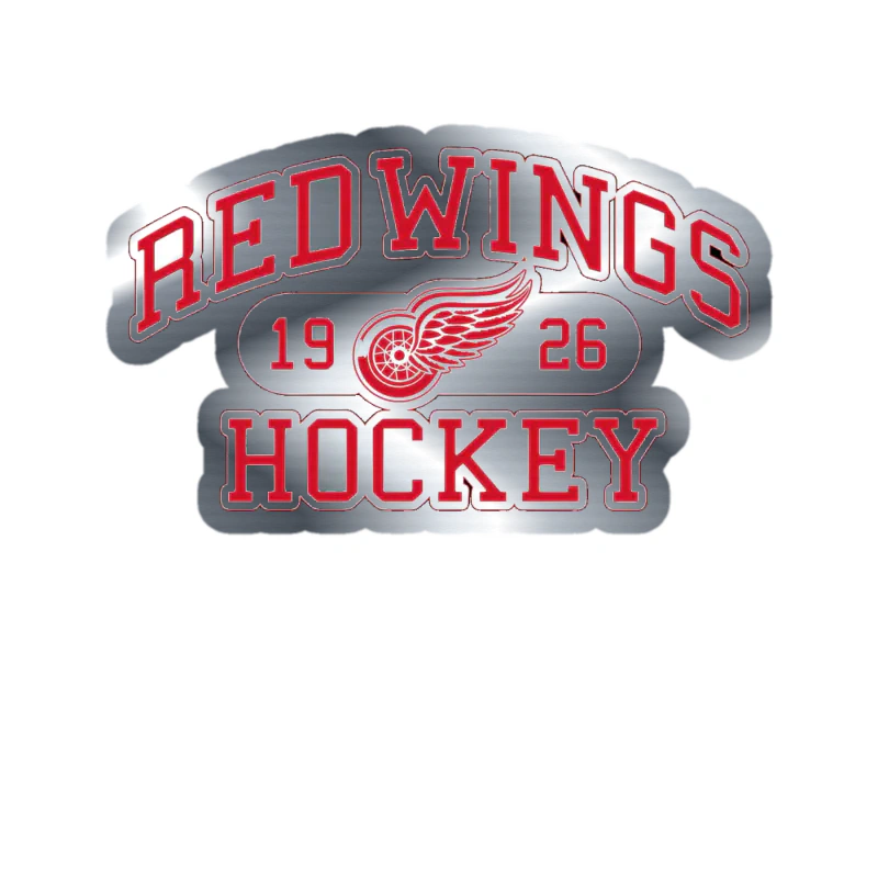 Detroit Red Wings - Red Wings Hockey 1925 - Silver Chrome Vinyl Sticker - Custom Size