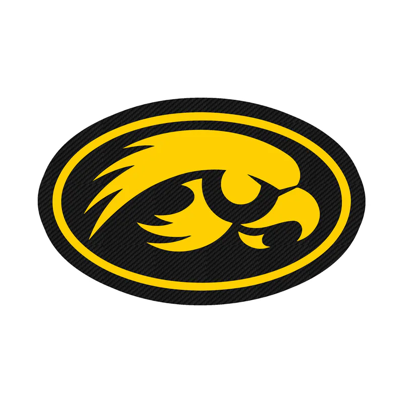 Iowa Hawkeyes - Yellow Hawk Head - Image 2 - Carbon Fiber Vinyl Decal - Custom Size