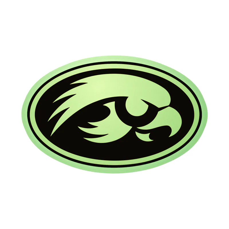 Iowa Hawkeyes - Yellow Hawk Head - Image 2 - Glow in the Dark Vinyl Decal - Custom Size