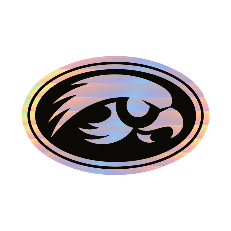 Iowa Hawkeyes - Yellow Hawk Head - Image 2 - Holographic Vinyl Decal - Custom Size