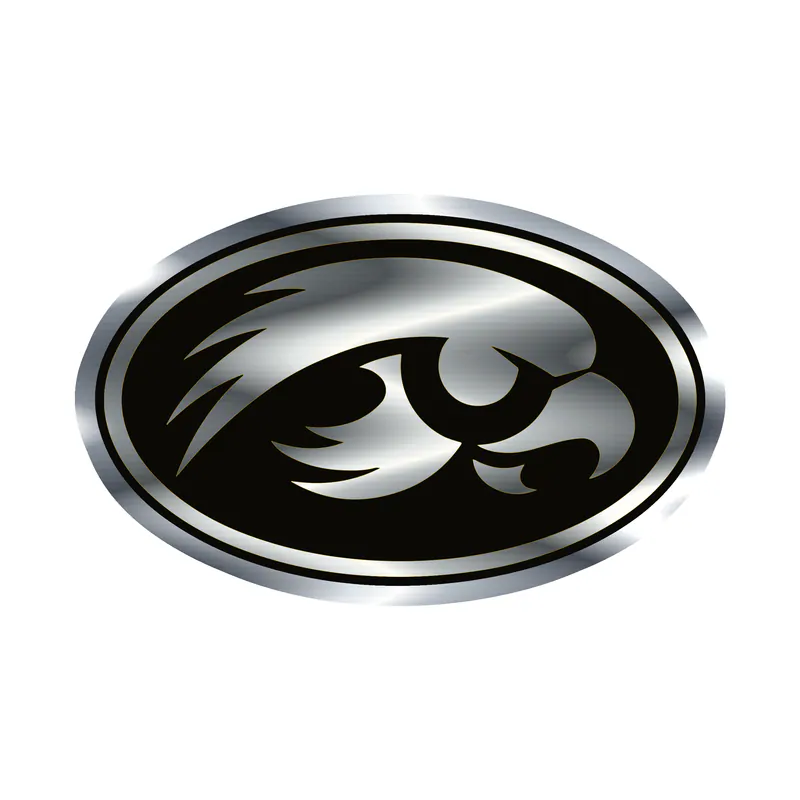 Iowa Hawkeyes - Yellow Hawk Head - Image 2 - Silver Chrome Vinyl Decal - Custom Size