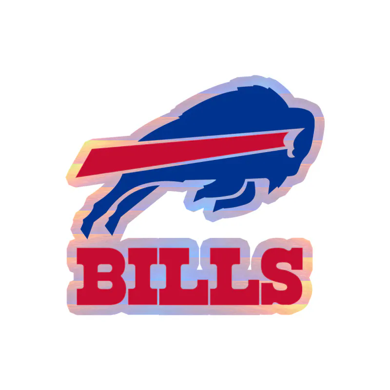 Buffalo Bills - Red Stripe With Bills Holographic Vinyl Sticker - Custom Size