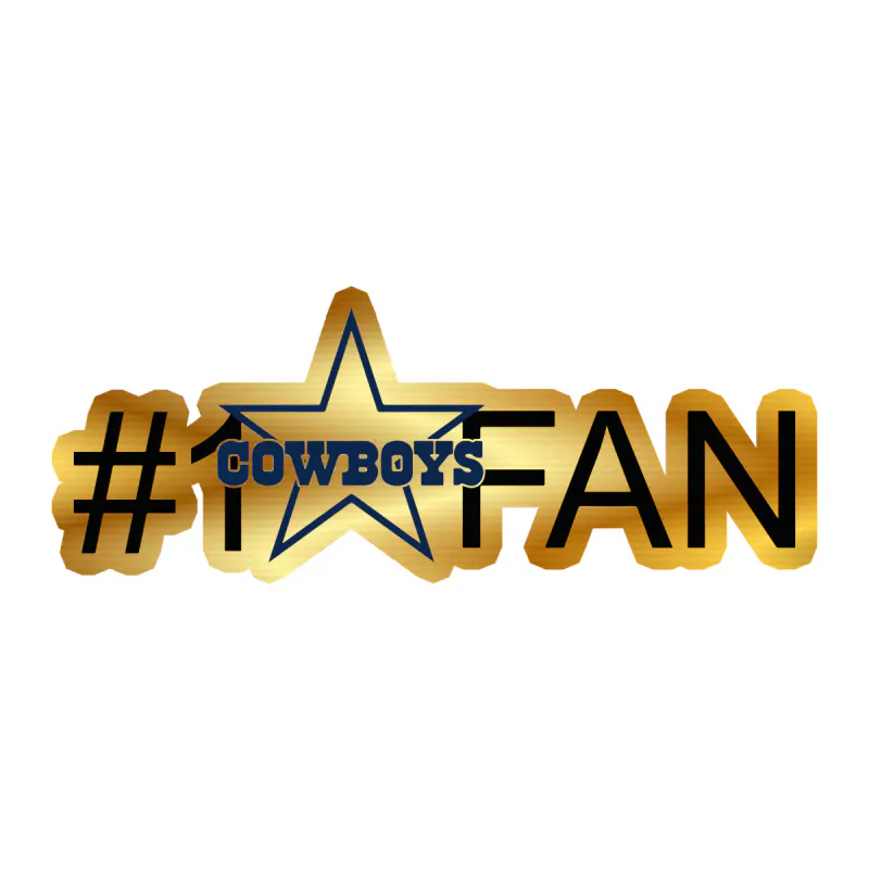 Dallas Cowboys - #1 Fan- Gold Chrome Vinyl Sticker - Custom Size