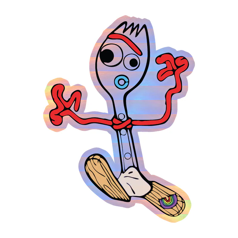 Toy Story Forky Holographic Vinyl Sticker - Custom Size