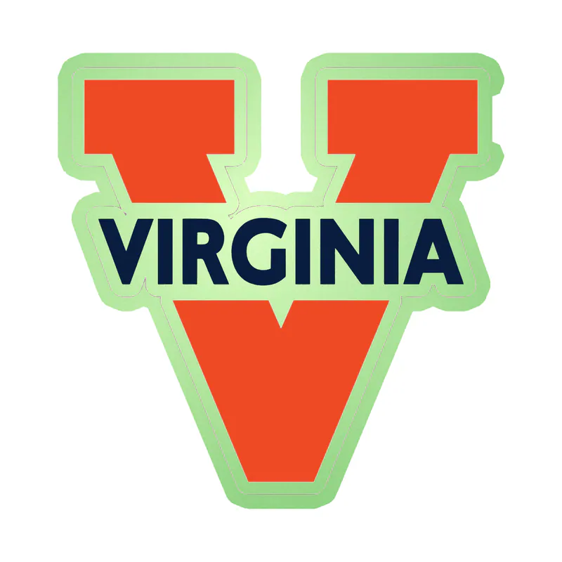 Virginia Cavaliers - Orange V - Glow in the Dark Vinyl Decal - Custom Size