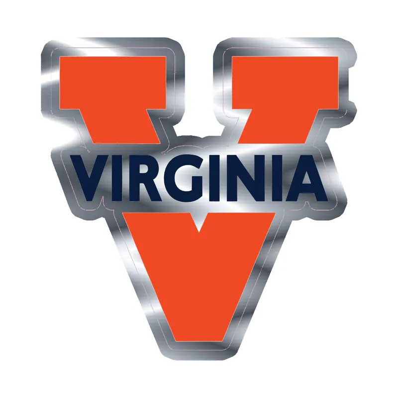 Virginia Cavaliers - Orange V - Silver Chrome Vinyl Decal - Custom Size