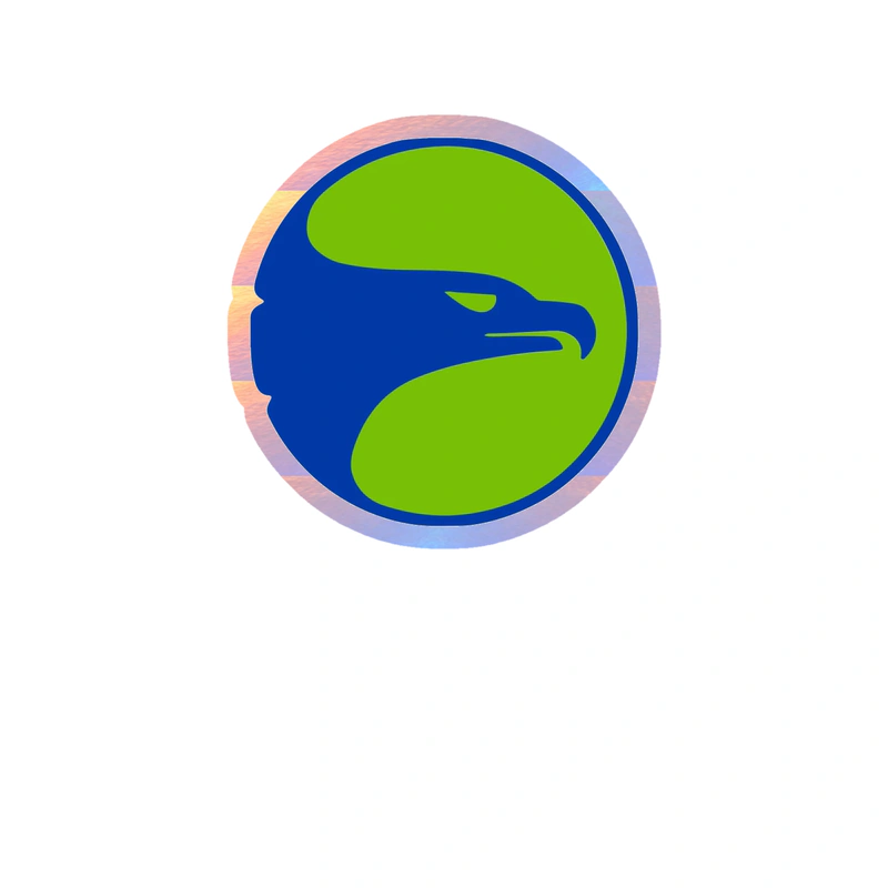 Atlanta Hawks - Green Circle With Blue Hawk - Holographic Vinyl Sticker - Custom Size