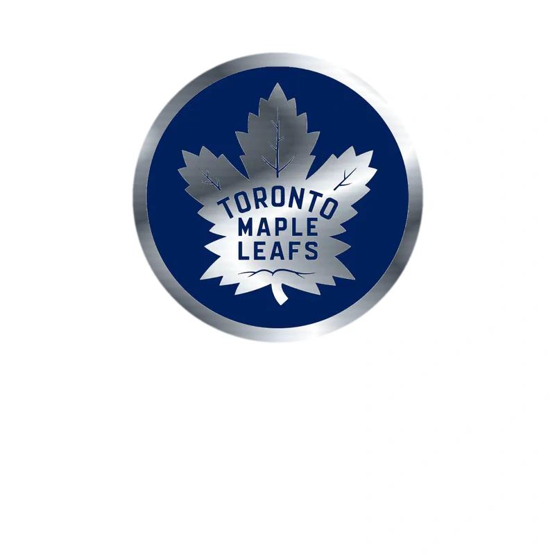 Toronto Maple Leafs - Dark Blue With White Leaf - Silver Chrome Vinyl Sticker - Custom Size