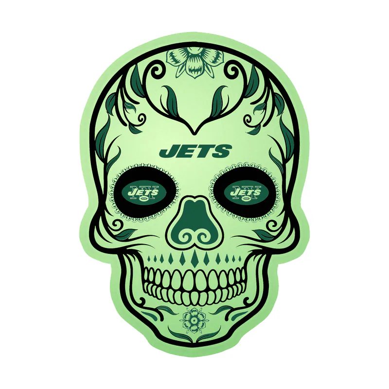 New York Jets - Sugar Skull - Glow in the Dark Vinyl Sticker - Custom Size
