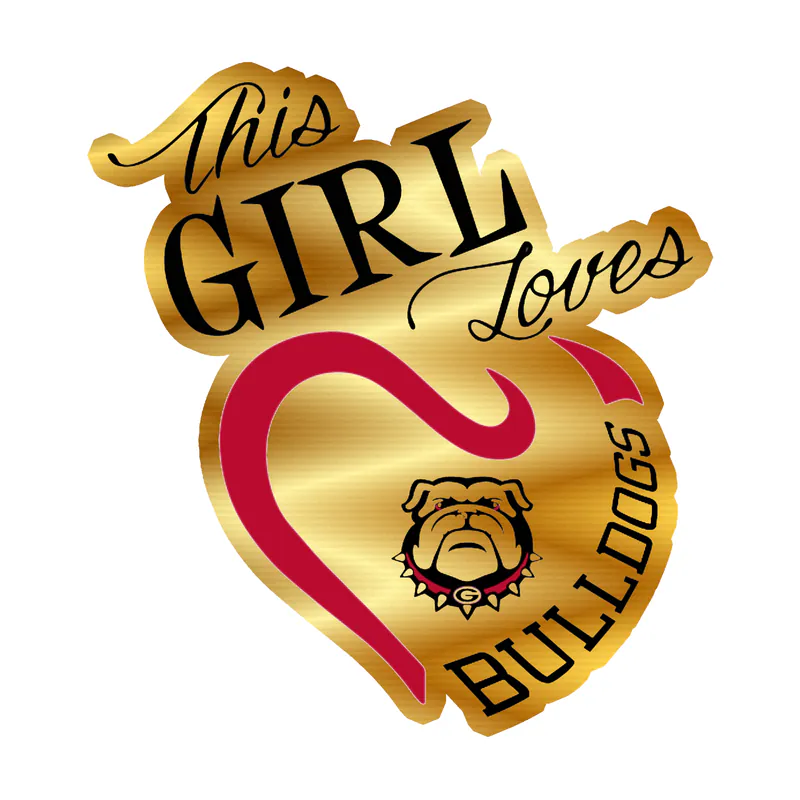 This Girl Loves Bulldogs Gold Chrome Vinyl Decal - Custom Size