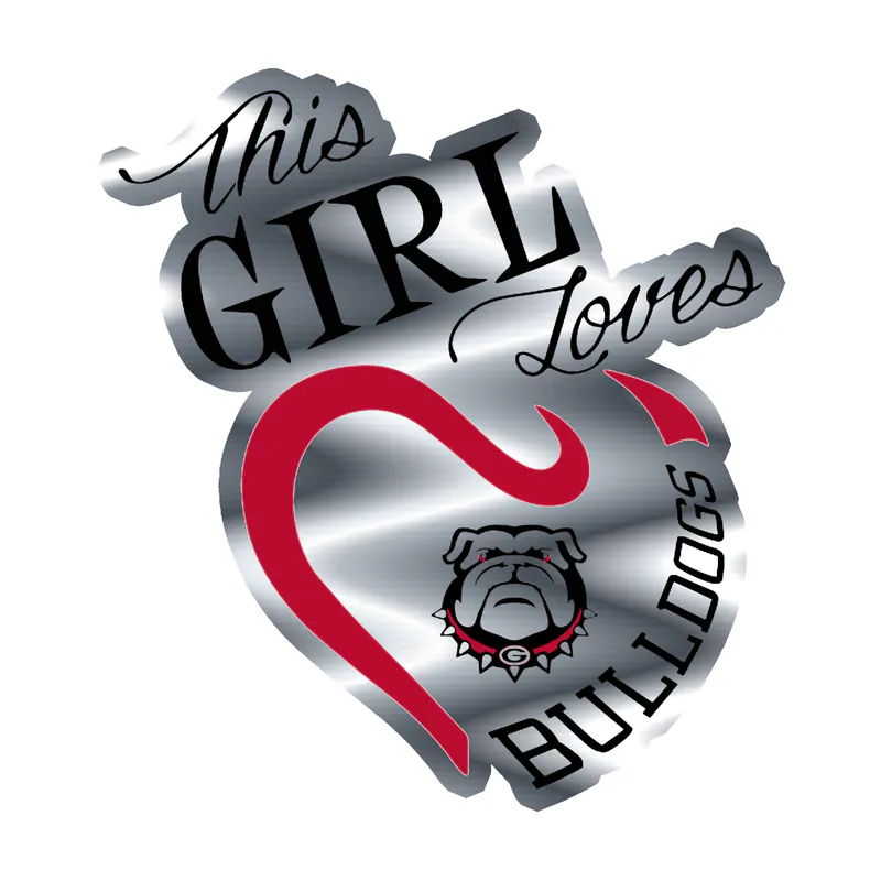 This Girl Loves Bulldogs Silver Chrome Vinyl Decal - Custom Size