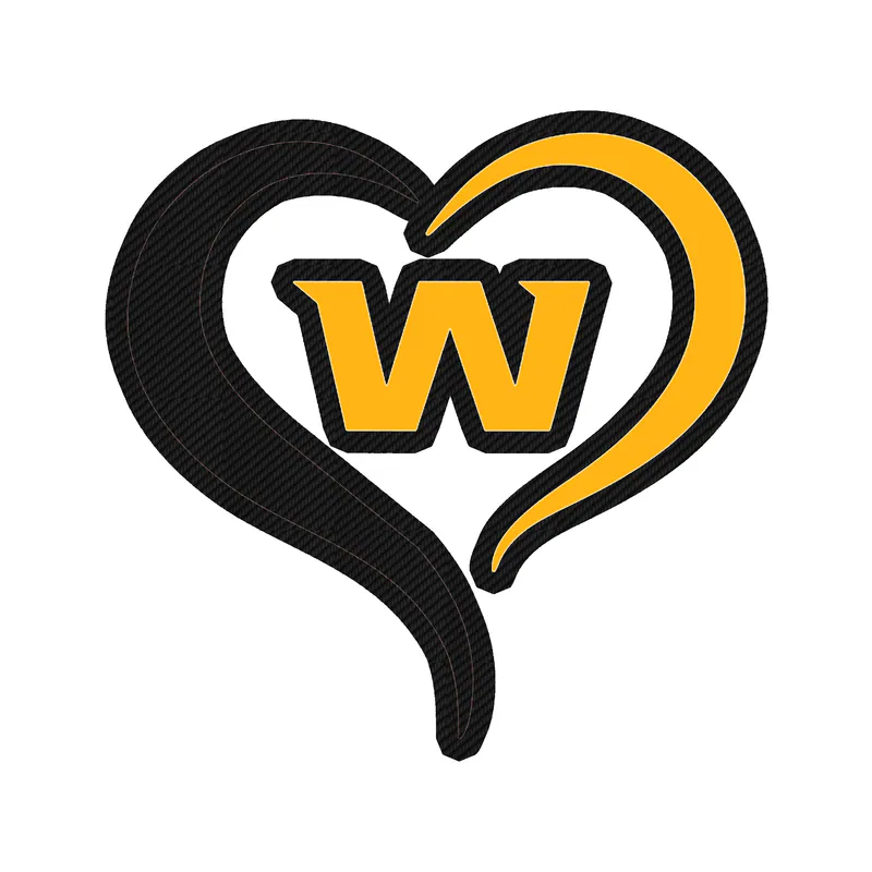 Washington Commanders - W Heart- Carbon Fiber Vinyl Sticker - Custom Size