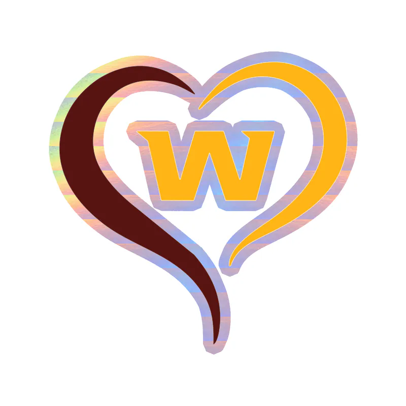 Washington Commanders - W Heart- Holographic Vinyl Sticker - Custom Size