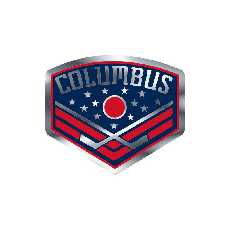 Columbus Blue Jackets - Curved Triangle With Columbus - Silver Chrome Vinyl Sticker - Custom Size