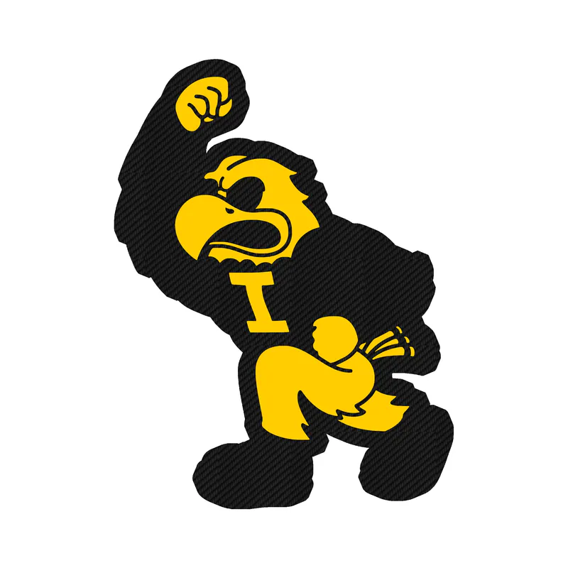 Iowa Hawkeyes - Hawk - Image 1 - Carbon Fiber Vinyl Decal - Custom Size