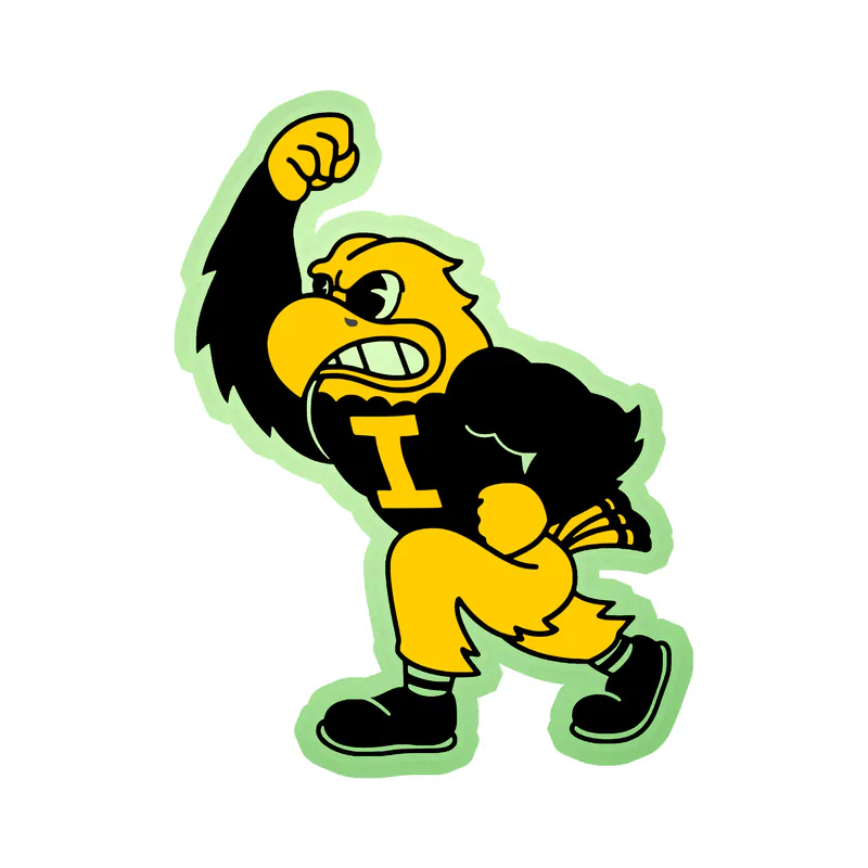 Iowa Hawkeyes - Hawk - Image 1 - Glow in the Dark Vinyl Decal - Custom Size
