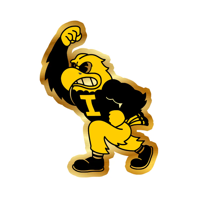 Iowa Hawkeyes - Hawk - Image 1 - Gold Chrome Vinyl Decal - Custom Size
