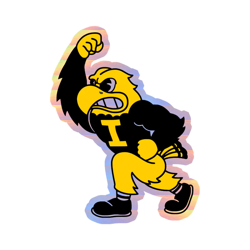 Iowa Hawkeyes - Hawk - Image 1 - Holographic Vinyl Decal - Custom Size
