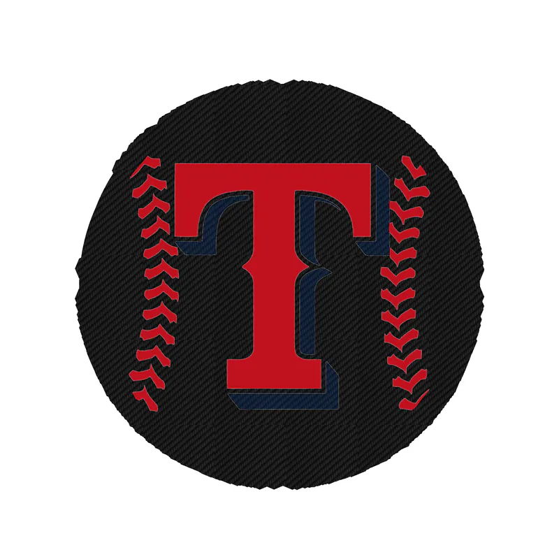 Texas Rangers - Baseball With T - Carbon Fiber Vinyl Sticker - Custom Size