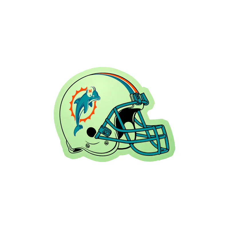 Miami Dolphins - Helmet - Glow in the Dark Vinyl Sticker - Custom Size