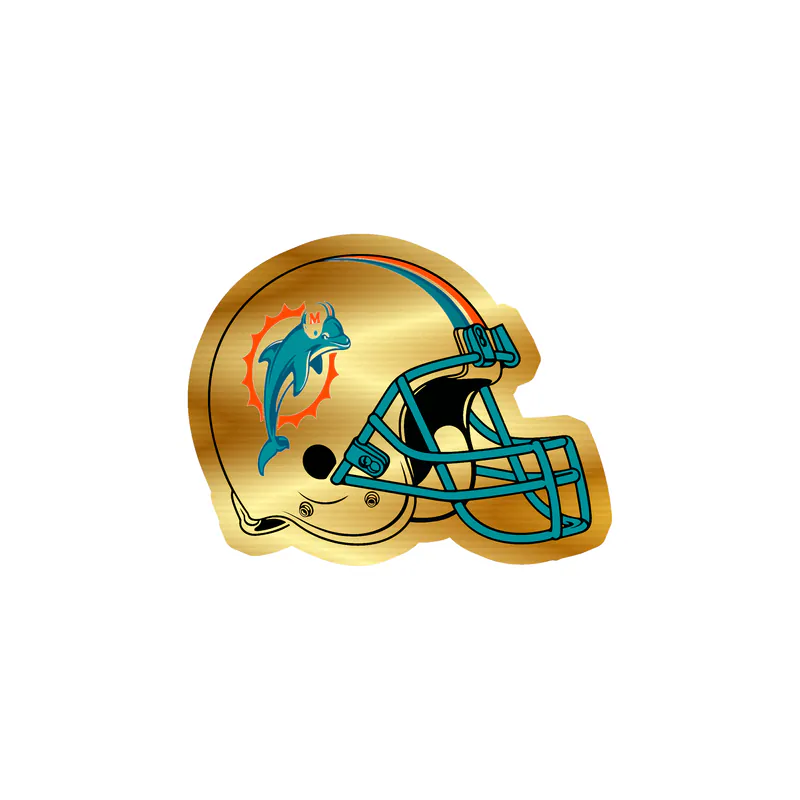Miami Dolphins - Helmet - Gold Chrome Vinyl Sticker - Custom Size